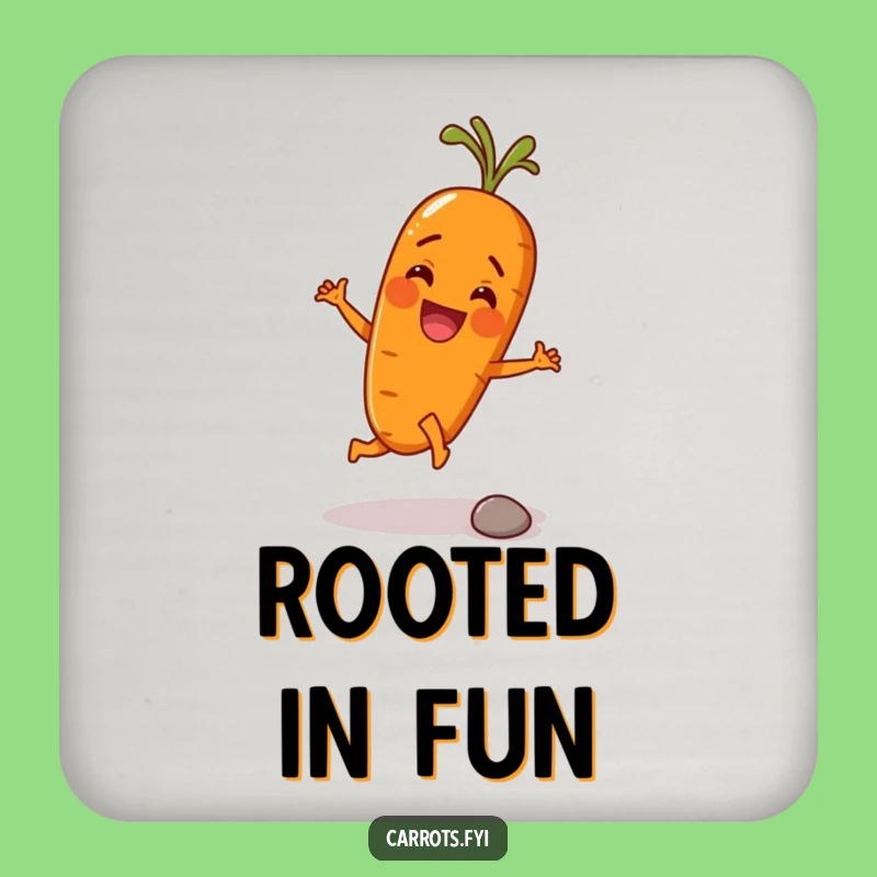 Funny Carrot Kicking Pebble Coaster - Protect Surfaces with Root Vegetable Humor