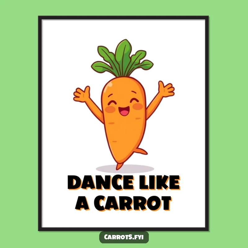 Funny Dancing Carrot Poster, Veggie Groove Art, Memorable Funny Gift