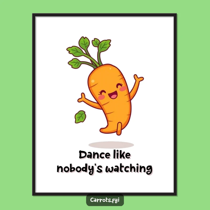 Funny Dancing Carrot Poster - Hilarious Veggie Celebration Wall Art
