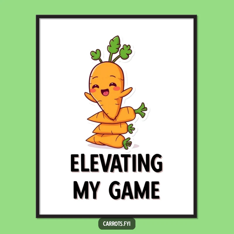 Funny Balancing Carrot Poster, Veggie Stack Art, Memorable Funny Gift