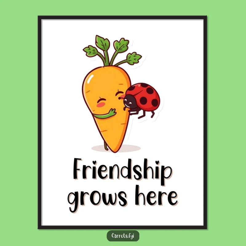 Funny Carrot Nudging Ladybug Poster: Decorate with This Hilarious and Sweet Wall Art!