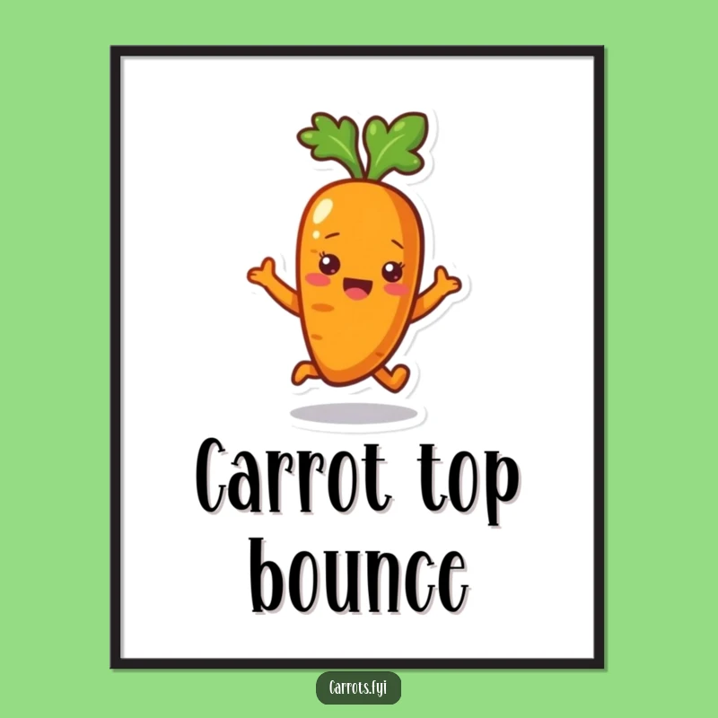 Funny Carrot Art Poster: Cheerful Veggie Character Decor, Vibrant Funny Gift