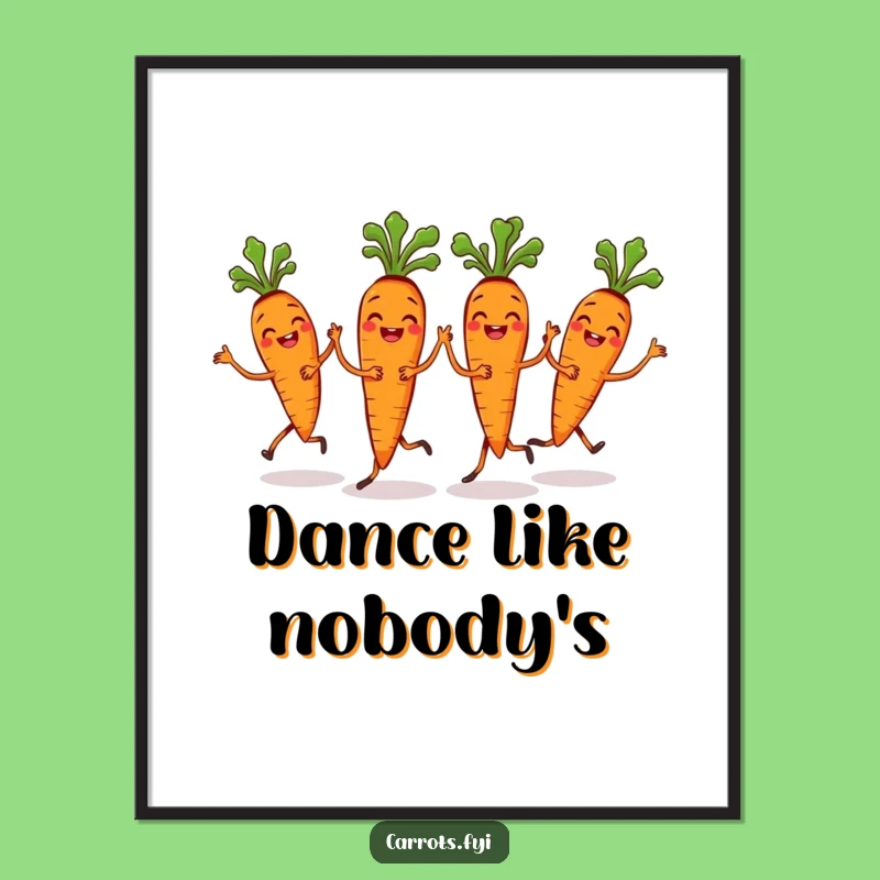 Funny Carrot Bunch Dance Poster: Synchronized Veggie Art for Lively Decor