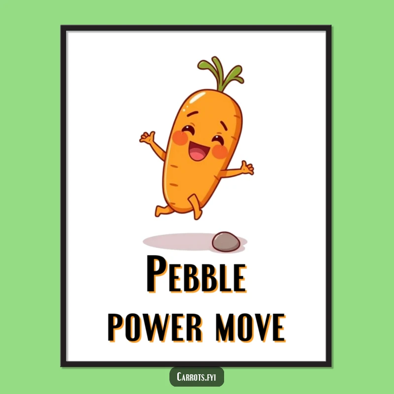 Funny Carrot Kicking Pebble Poster - Whimsical Root Vegetable Art for Walls