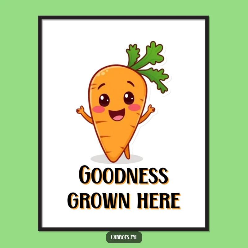 Funny Carrot Poster: Vibrant Veggie Excited for Healthy Meals, Great Wall Art Gift