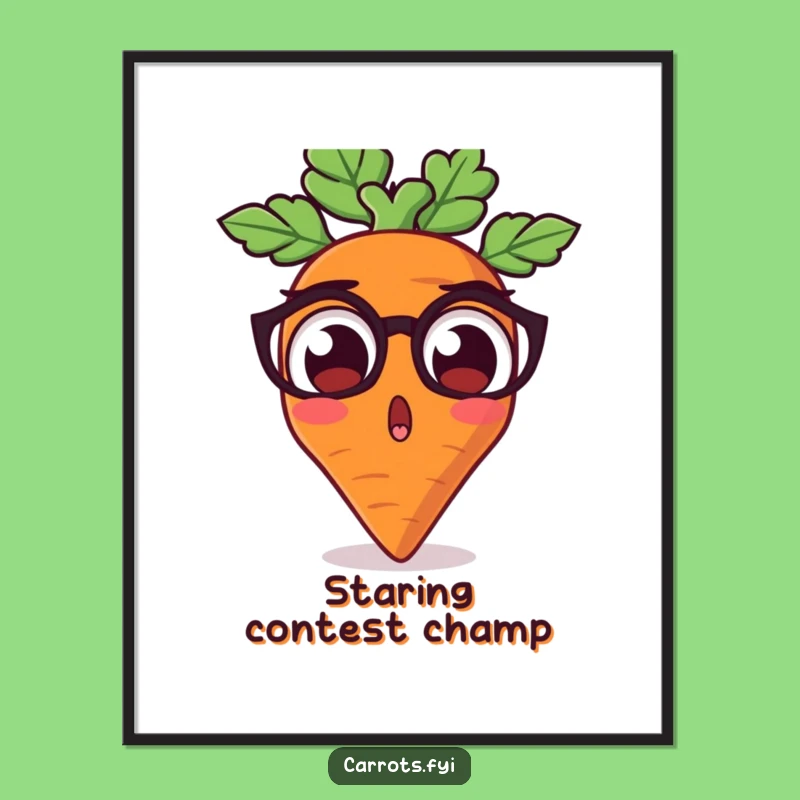 Funny Surprised Carrot Art Poster - Wide-Eyed Veggie Decor Gift