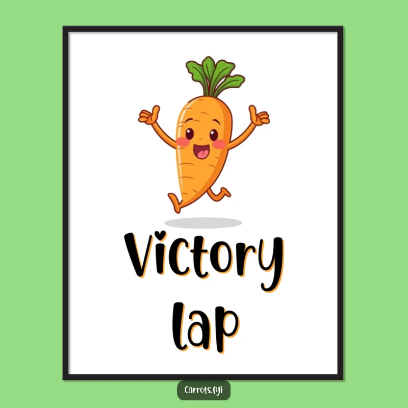 Funny Victorious Carrot Poster: Hilarious Veggie Art for Inspiring Wall Decor