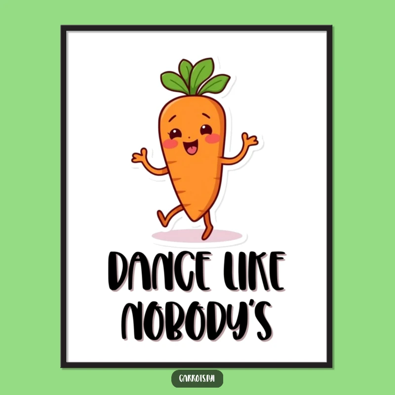 Funny Wiggling Carrot Dance Poster: Silly Moves Art Print, Ideal Funny Gift Decor