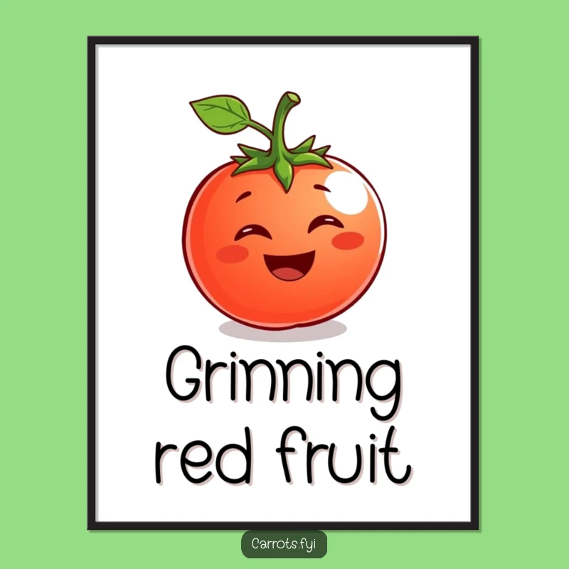 Funny Tomato Art Print: Cheerful Fruit Character Decor, Vibrant Funny Gift