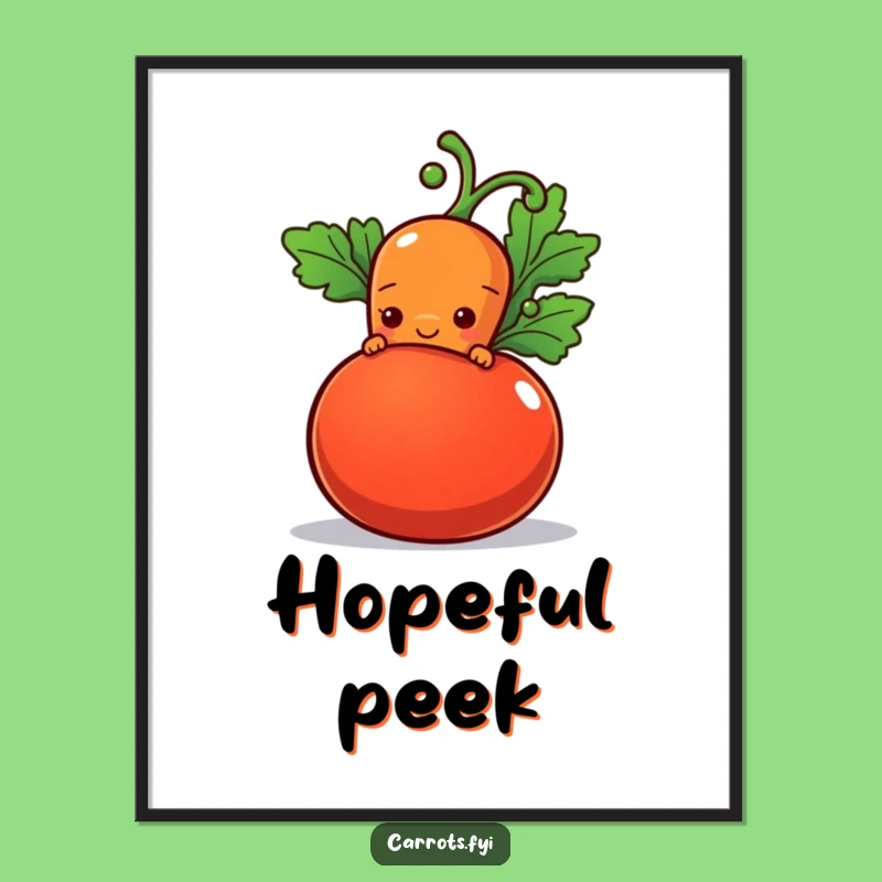 Funny Shy Carrot Poster - Brighten Your Space with this Hilarious Veggie Art!