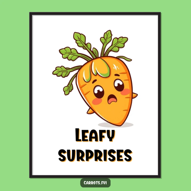 Funny Surprised Carrot Poster: Vibrant Veggie Art Print, Hilarious Wall Decor Gift Idea