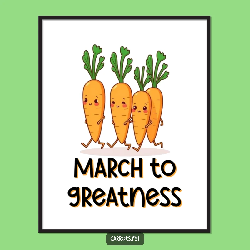 Funny Marching Carrots Poster: Bring Home the Humor of the Veggie Squad Gift