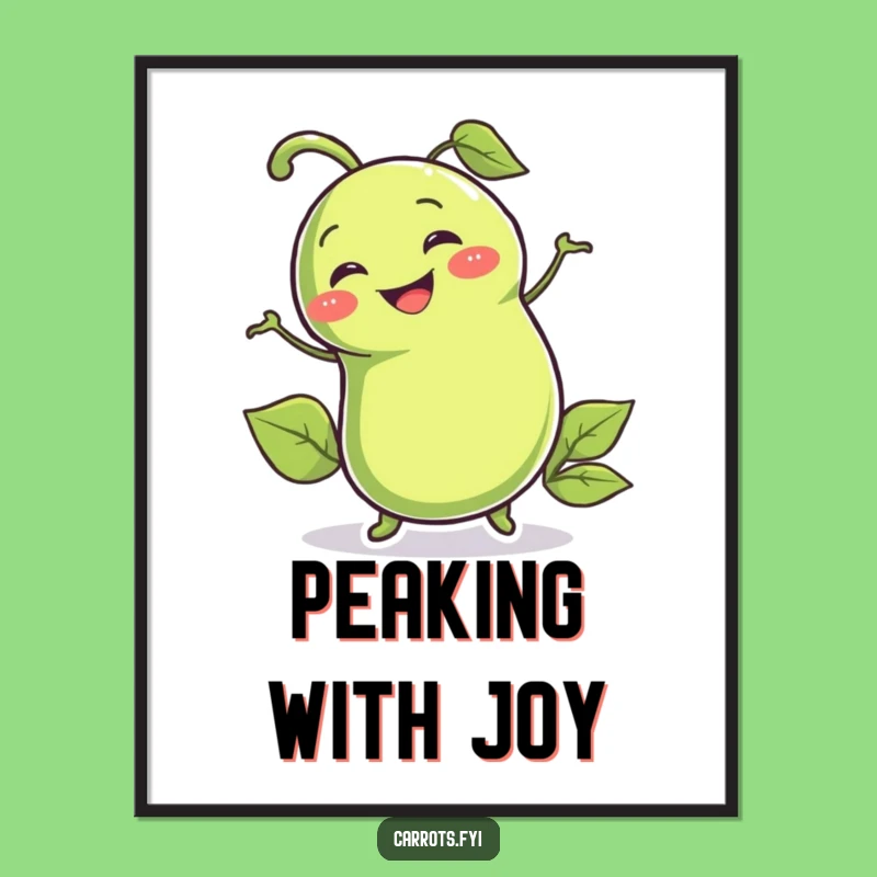 Funny Pea Pod Poster: Wiggling Character Art Print, Whimsical Humorous Gift