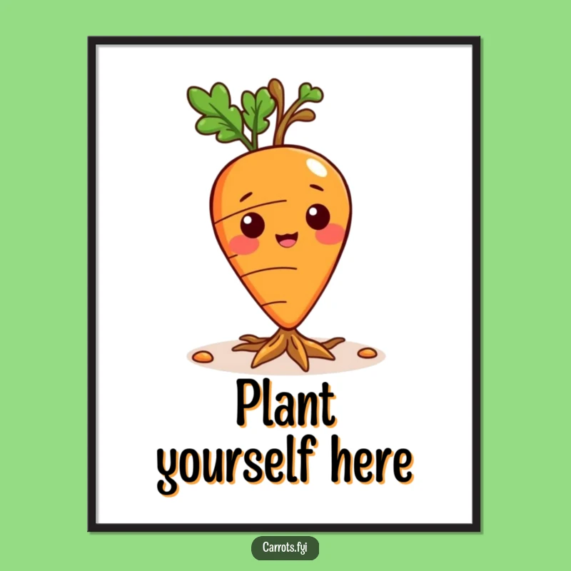 Funny Playful Carrot Poster - Sprouting Veggie Art Print