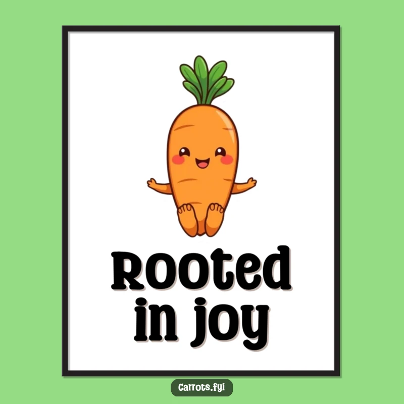 Funny Carrot Wiggle Poster - Smiling Veggie Art with Leafy Hair, Home Decor