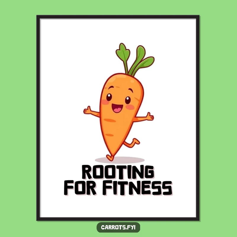 Funny Jogging Carrot Poster: Vibrant Wall Art of a Hilarious Veggie Runner