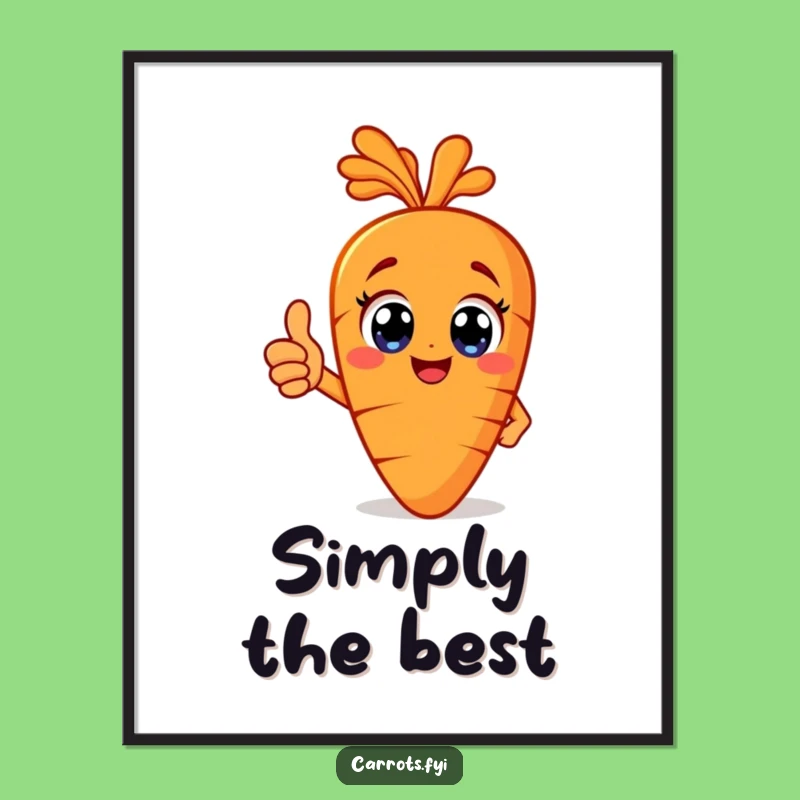 Funny Carrot Thumbs Up Poster - Happy Veggie Art with Big Eyes, Wall Decor