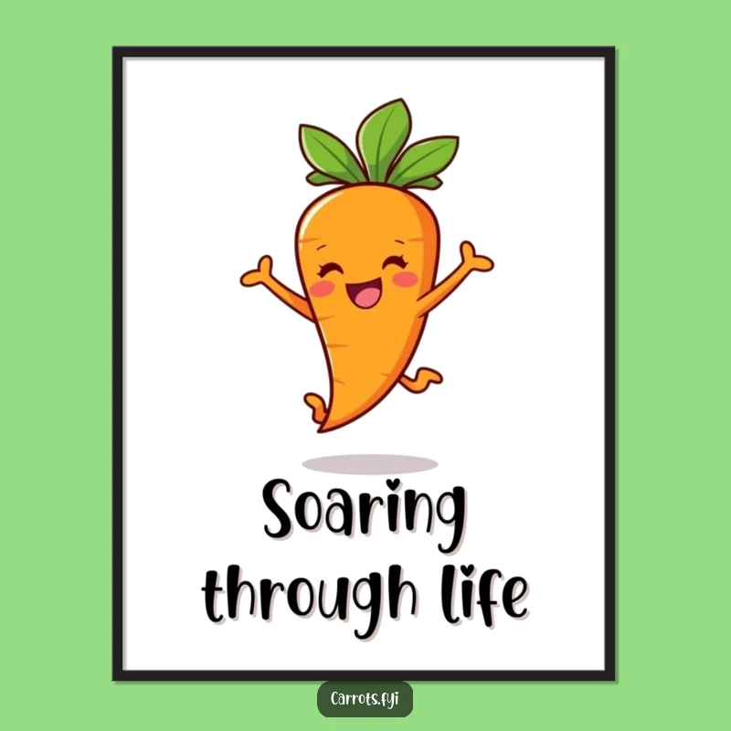 Funny Carrot Stick Leap Poster: Joyful Veggie Art for Energetic Spaces