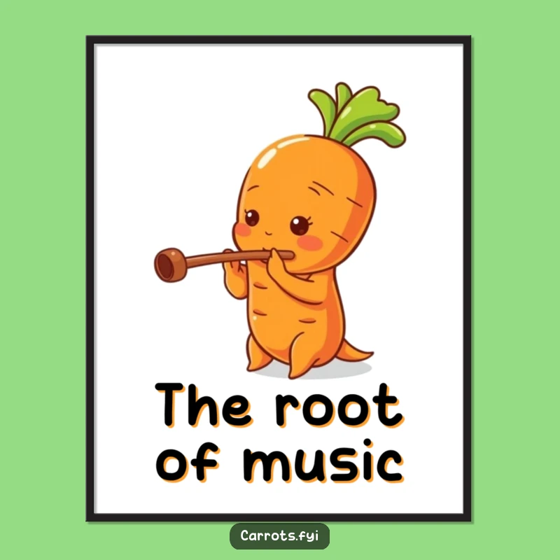 Funny Carrot Flute Solo Poster, Whimsical Veggie Wall Art, Quirky Funny Gift Decor