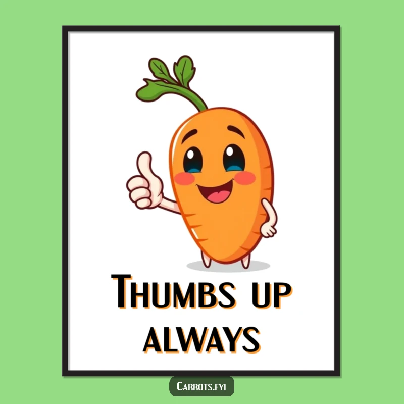 Funny Jolly Carrot Thumbs-Up Poster: Wall Art of Cheer, Perfect Funny Gift for Decor
