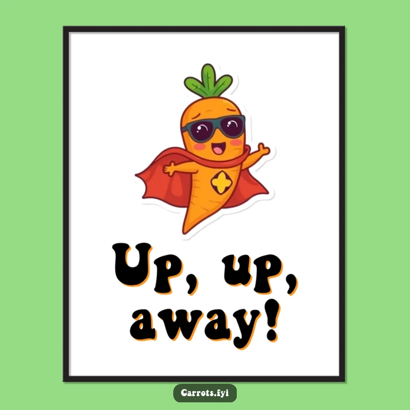 Funny Flying Carrot Hero Poster - Epic Veggie Power Wall Art