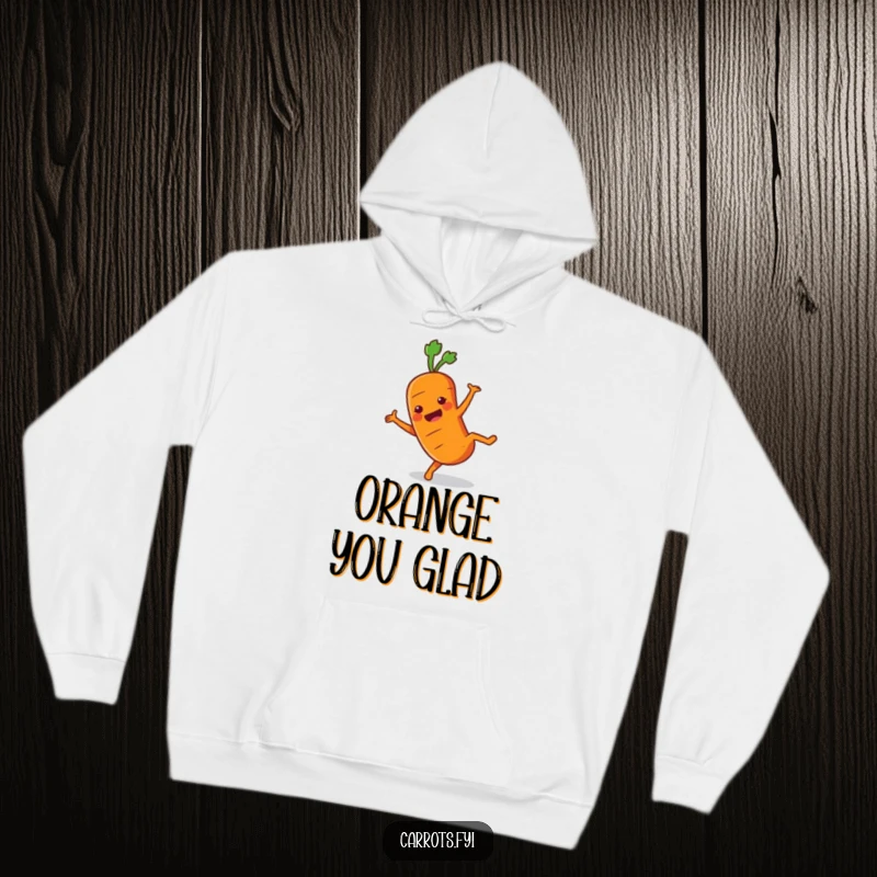 Funny Carrot Hoodie featuring an enthusiastic carrot character performing a dynamic cartwheel, perfect for cozy days.
