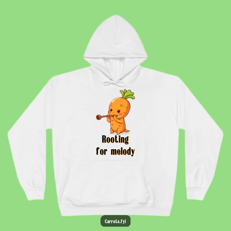 Funny Carrot Flute Champion Hoodie, Comfy Vegetable Music Apparel, Cozy Funny Gift