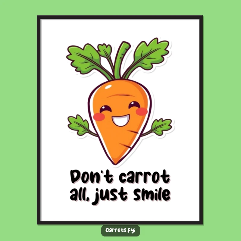 Free Printable Wall Art: Crunchy Carrot Smile Decor, Downloadable Art Gift