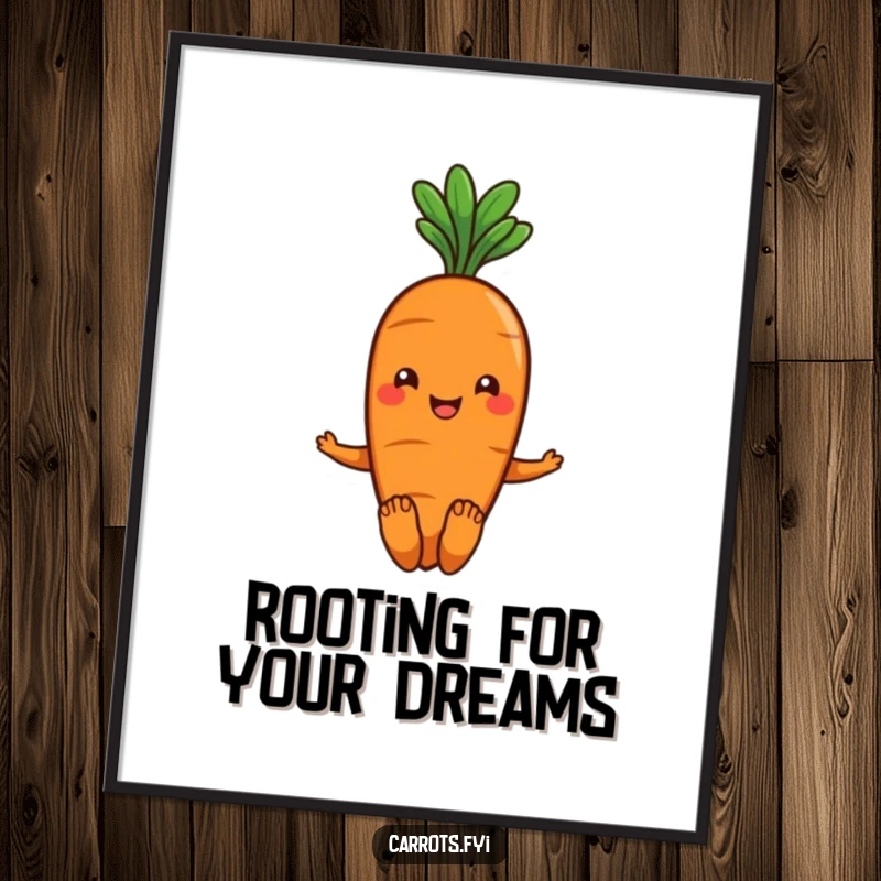 Funny Free Printable Carrot Wall Art: A carrot with leafy hair wiggling its toes, bringing whimsical downloadable art to any room.