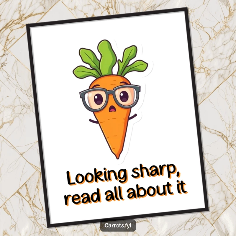 Funny Free Printable Wall Art: A surprised carrot wearing oversized spectacles, a humorous piece of decor.