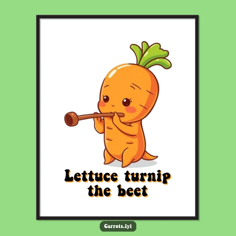 Free Printable Wall Art: Funny Carrot Flutist Decor, Downloadable Art Gift