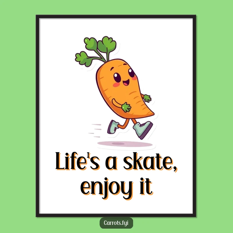 Free Printable Wall Art: Funny Roller Skating Carrot, Humorous Downloadable Decor