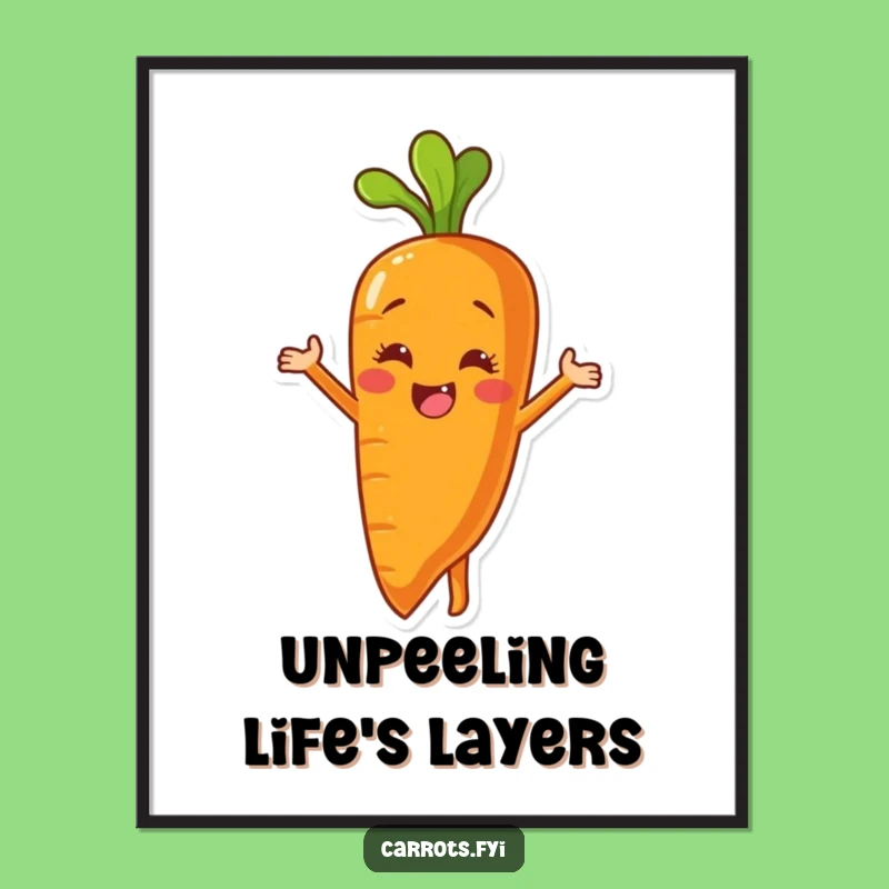 Free Printable Wall Art: Peeling Carrot, Funny Veggie Decor, Downloadable Art