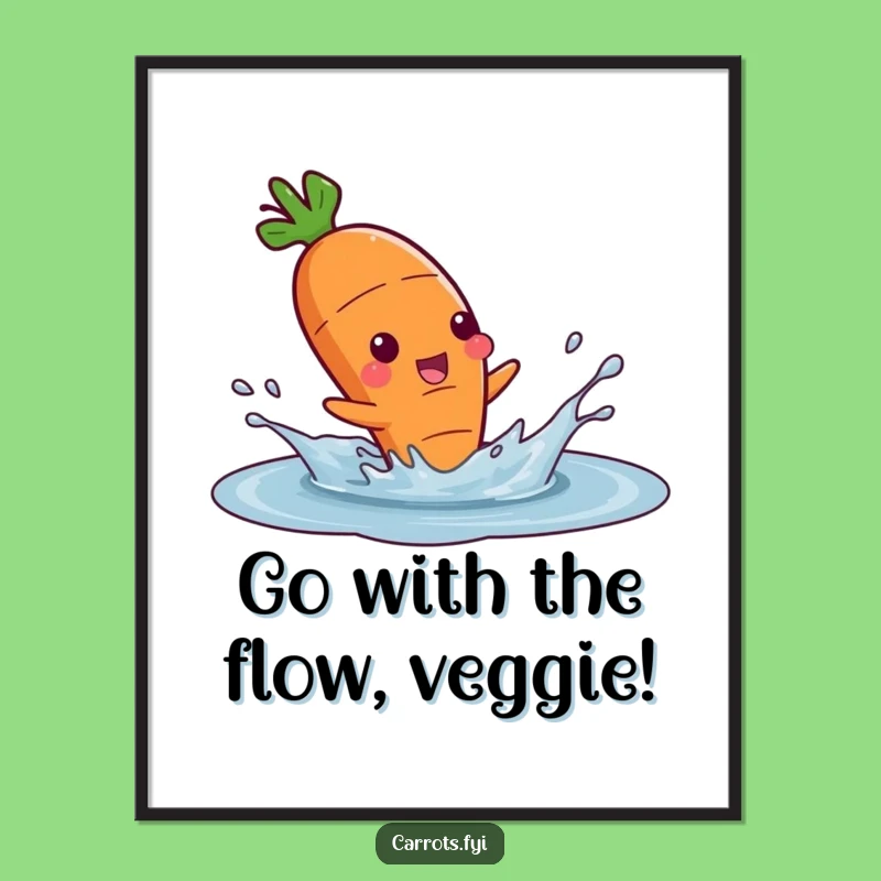 Free Printable Wall Art: Playful Carrot Splash Decor, Downloadable Art Gift