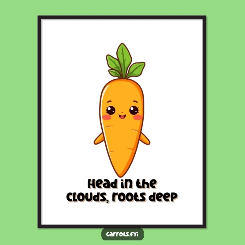 Free Printable Wall Art: Proud Carrot Sprout Decor, Downloadable Art Gift