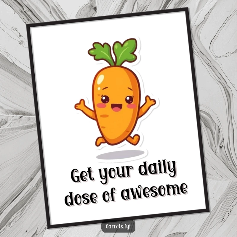 Funny Free Printable Wall Art: A joyful carrot character in a high bounce, bringing energetic and whimsical fun to any space.