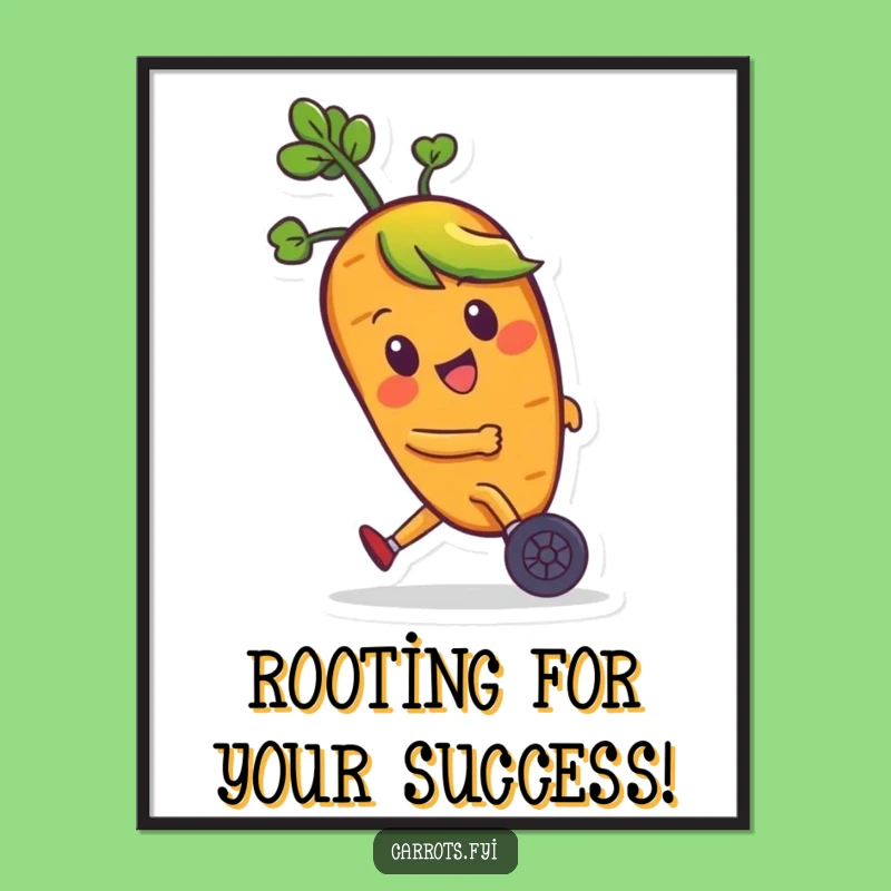 Funny Free Printable Wall Art: Carrot on Wheels Downloadable Decor