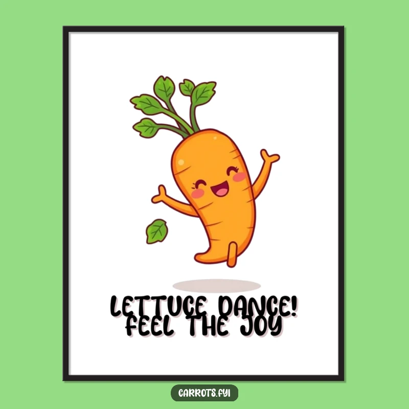 Funny Free Printable Wall Art: Carrot's Joyful Dance Party - Downloadable Art