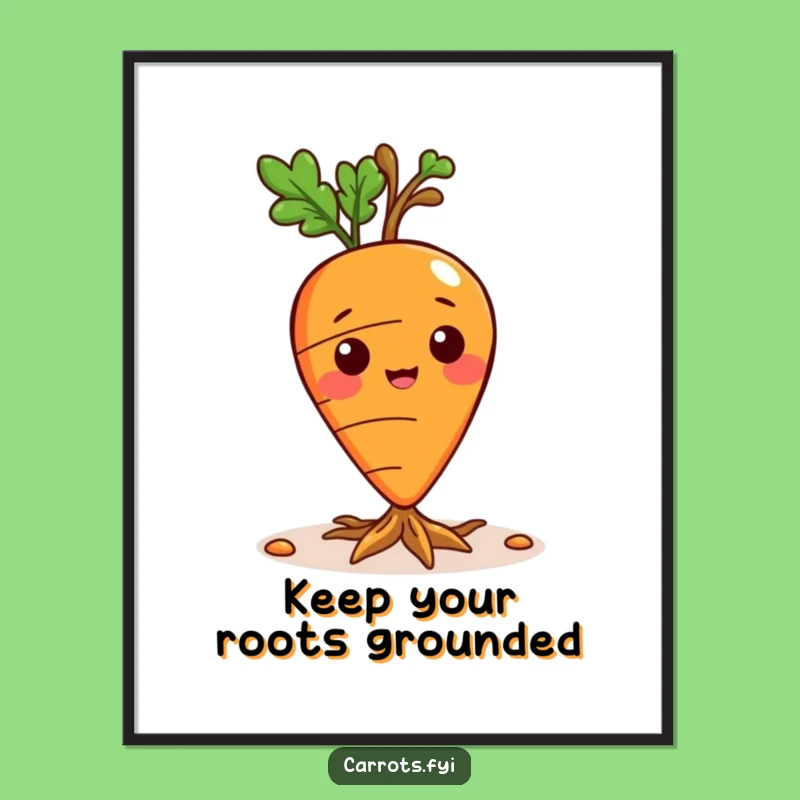 Funny Free Printable Wall Art: Sprouting Carrot Roots Playful Downloadable Digital Art