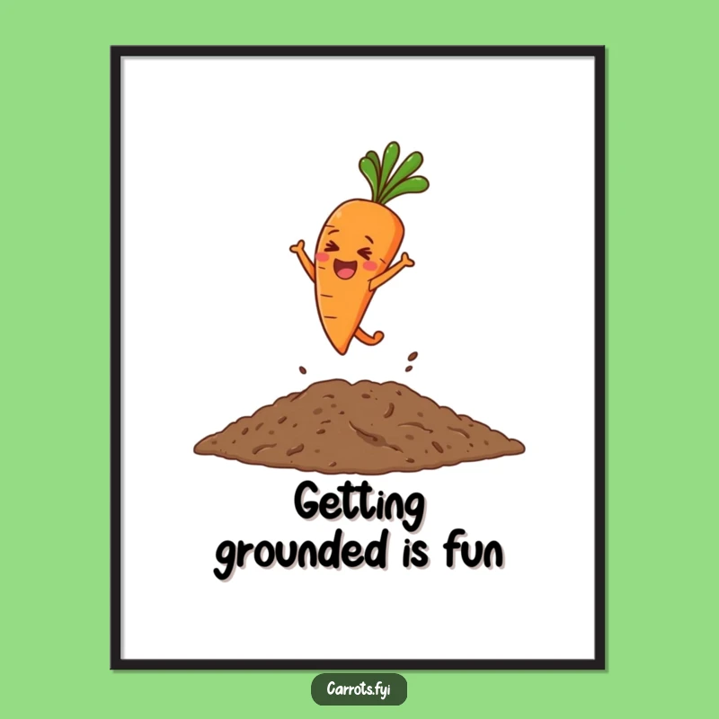 Free Printable Wall Art: Carrot Leaping in Soil, Funny Garden Decor, Downloadable Art
