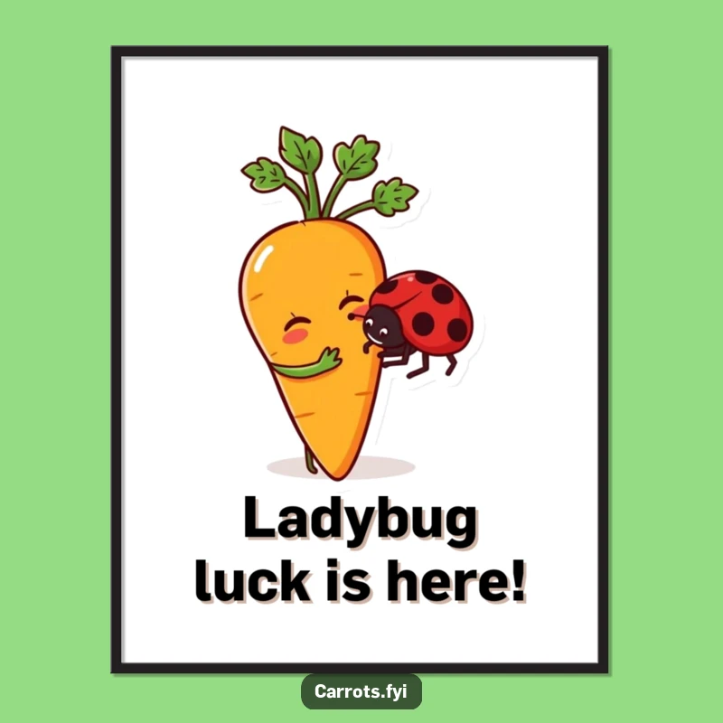 Free Printable Wall Art: Funny Carrot Nudging Ladybug for Whimsical Decor - Instant Download