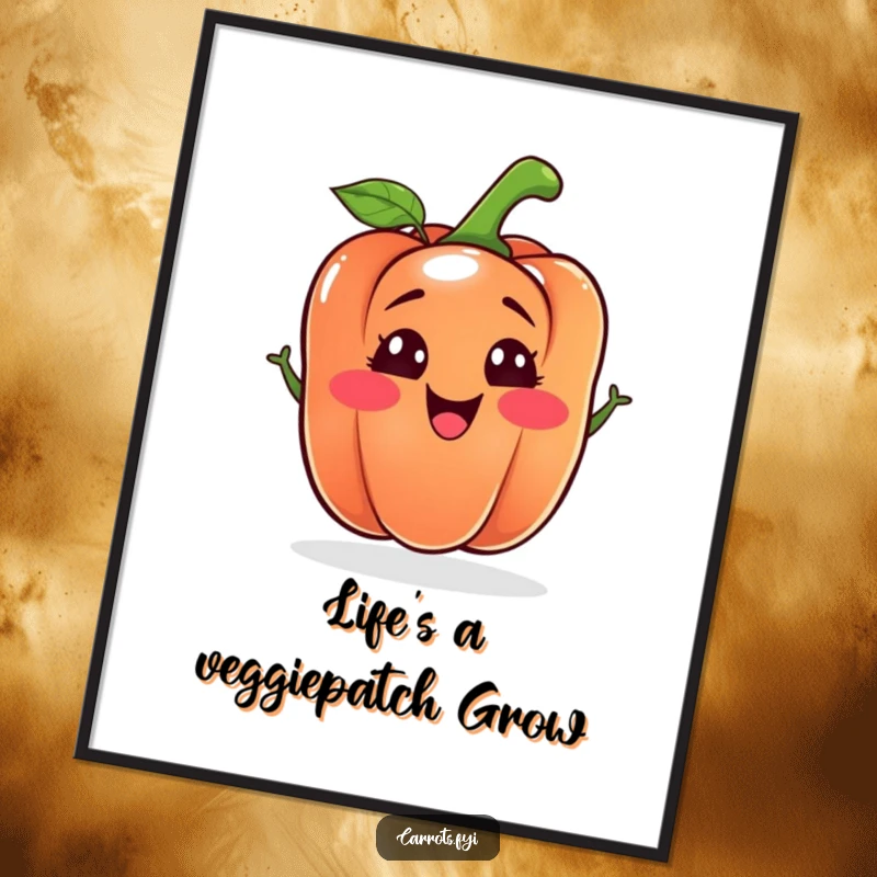 Funny Free Printable Wall Art: A happy bell pepper character making a silly face, adding quirky charm to your decor.