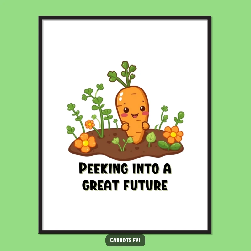 Free Printable Funny Wall Art: Mischievous Carrot Peeking - Downloadable Garden Whimsy!