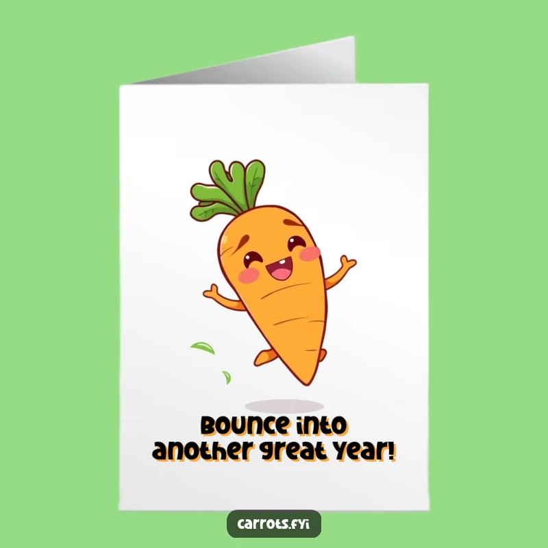 Free Printable Birthday Card: Bouncing Carrot Downloadable Funny Gift