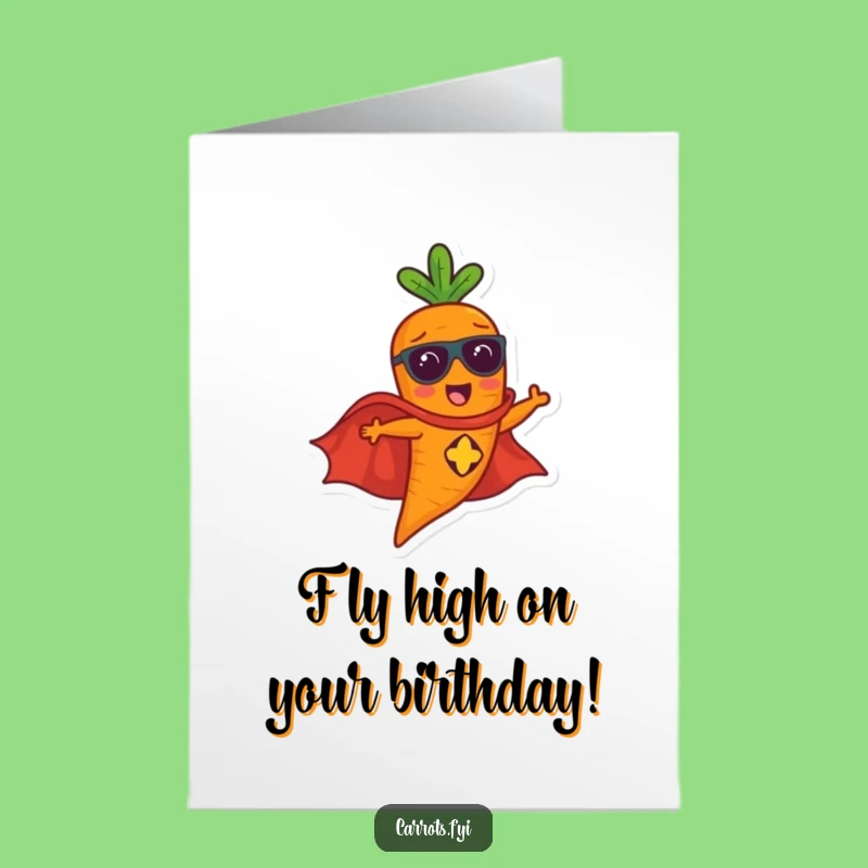 Free Printable Birthday Card: Flying Carrot Superhero - Super Fun Downloadable Gift