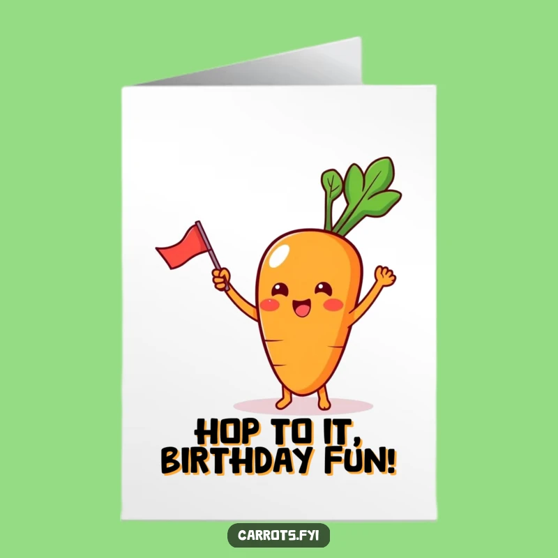 Free Printable Funny Birthday Card Kawaii Carrot Flag - Downloadable Gift