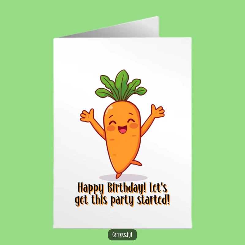 Free Printable Dancing Carrot Birthday Card: Funny Downloadable Veggie Gift