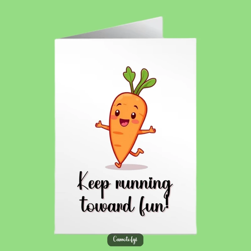 Free Printable Birthday Card: Jogging Carrot Fun, Downloadable Greeting for an Energetic Celebration
