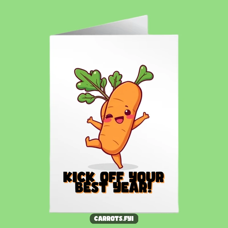Free Printable Funny Kick-Up Carrot Birthday Card: Energetic Leafy Fun Downloadable