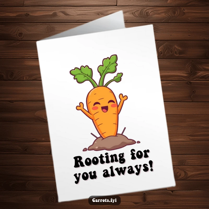 Funny Free Printable Birthday Card: A triumphant carrot bursts from the ground, ready to celebrate your special day with a giggle.